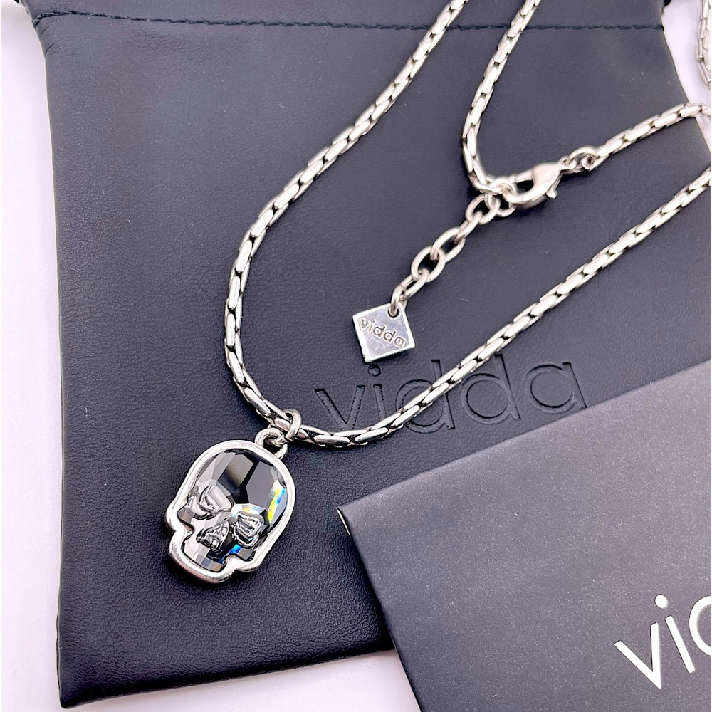 Silver Skull Necklace, Sterling silver plated oat chain necklace